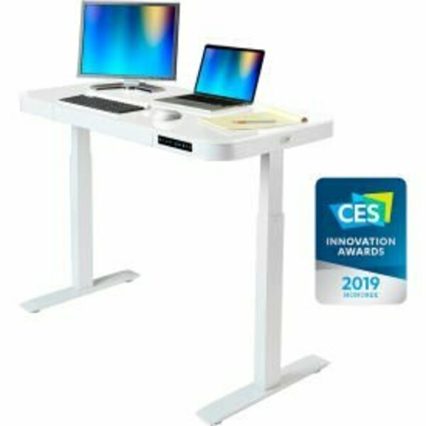 Seville Classics AIRLIFT Tempered Glass Electric Standing Desk - 29in to 47in H - White with White Frame OFF65873